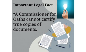 A Commissioner for Oaths CANNOT Certify True Copies of Documents 